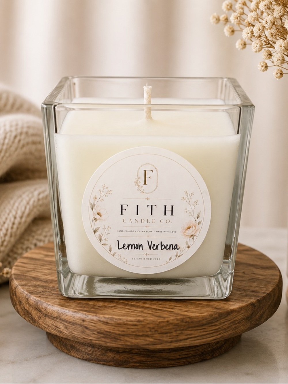 Lemon Verbena 100% Organic Soy Artisan wax Candle 8 oz